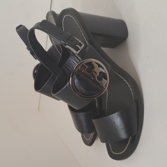 Tory Burch Leather Slingback Black Sandal 7 - Picture 5 of 11